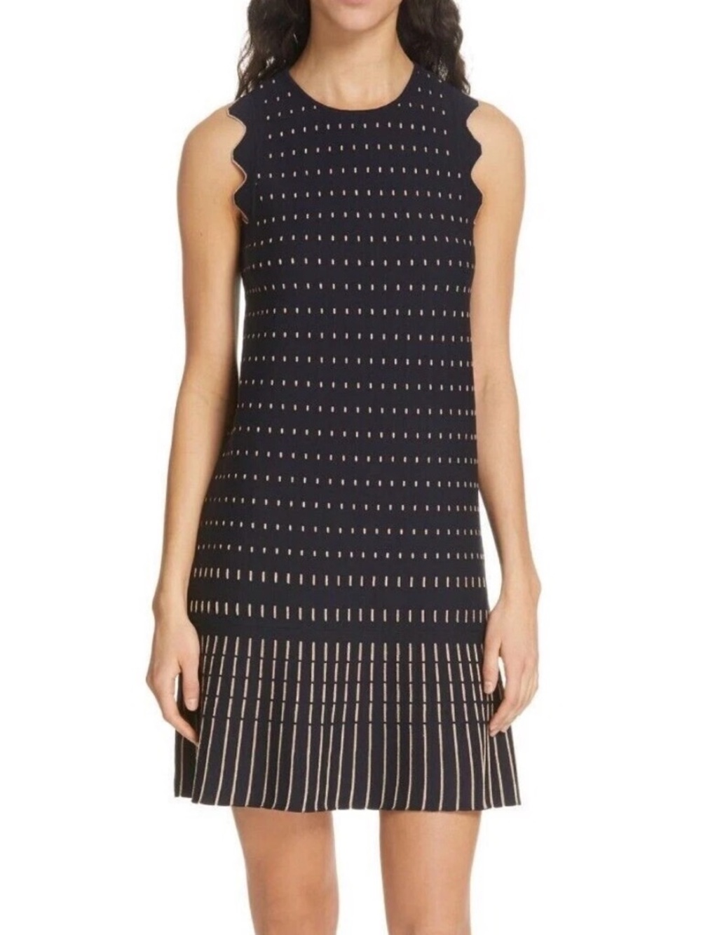 Ted Baker Black Mini Skirt with Cream Pinstripes